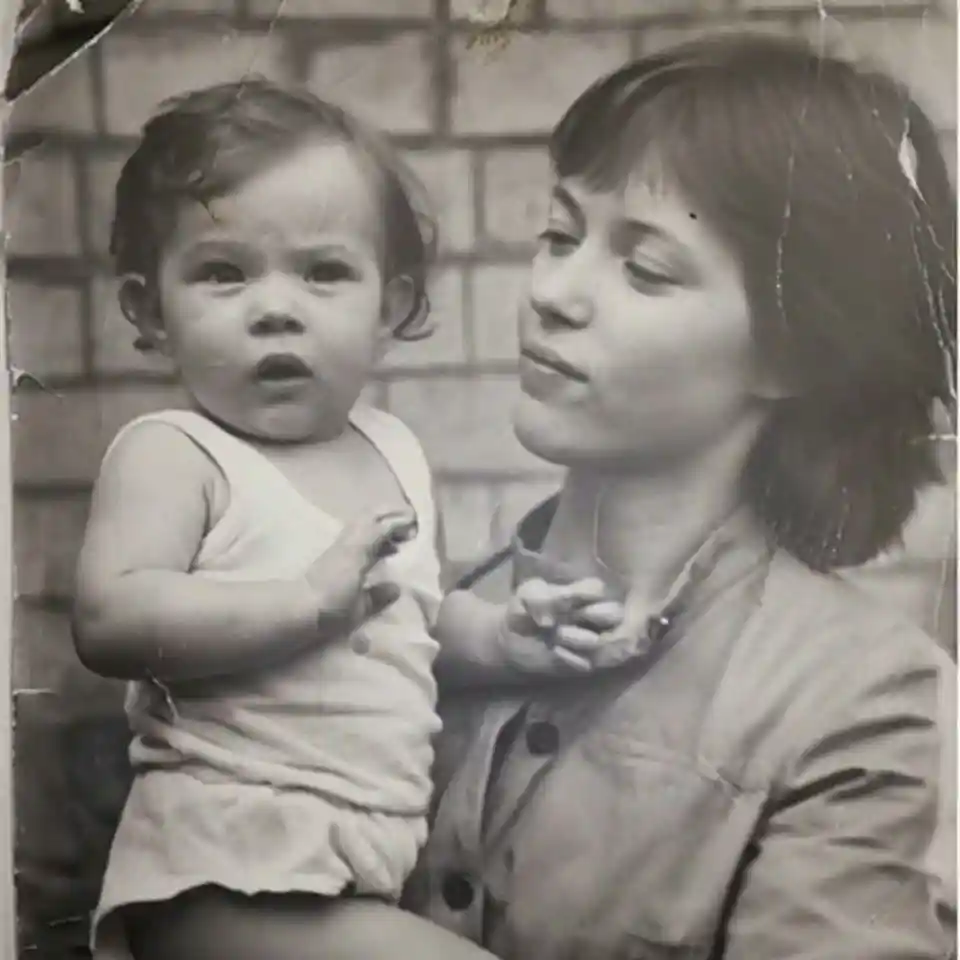 Original old family photo before AI animation